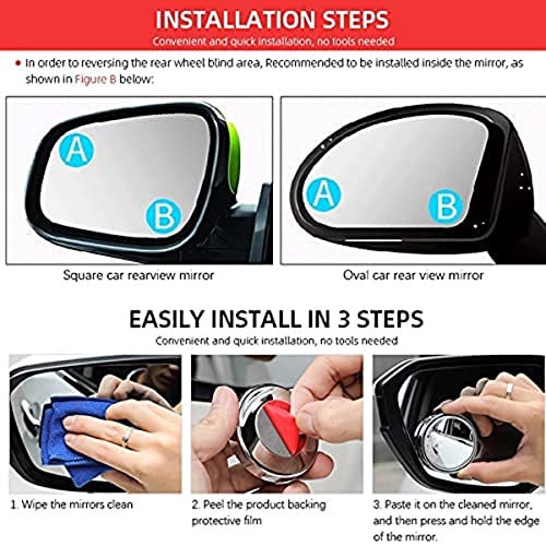 VELINEX®Car Blind Spot Mirror – 360° Adjustable Convex Rearview Mirror for Parking & Safety, Universal Fit for All Cars, Easy Installation (Pack of 4, Silver) - Image 5