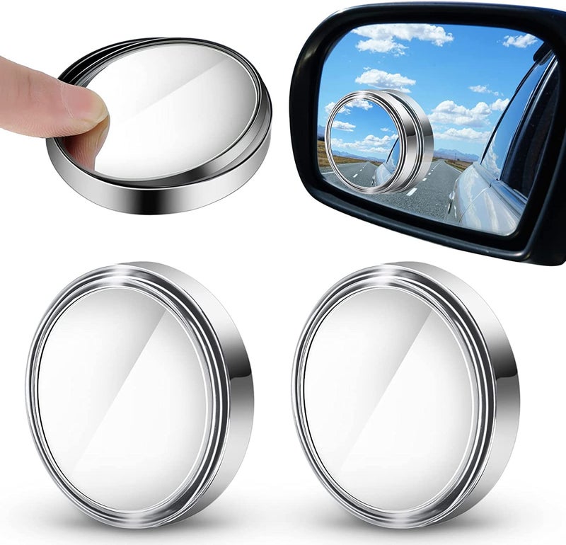 VELINEX®Car Blind Spot Mirror – 360° Adjustable Convex Rearview Mirror for Parking & Safety, Universal Fit for All Cars, Easy Installation (Pack of 4, Silver) - Image 1