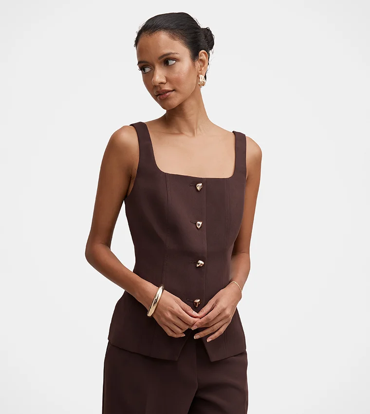 فورايفر نيو Lee Petite Square Neck Waistcoat