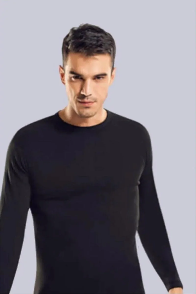 Tutku Elit Men's Crew Neck Lycra Long Sleeve Undershirt Undershirt 1302 - 3 Pieces