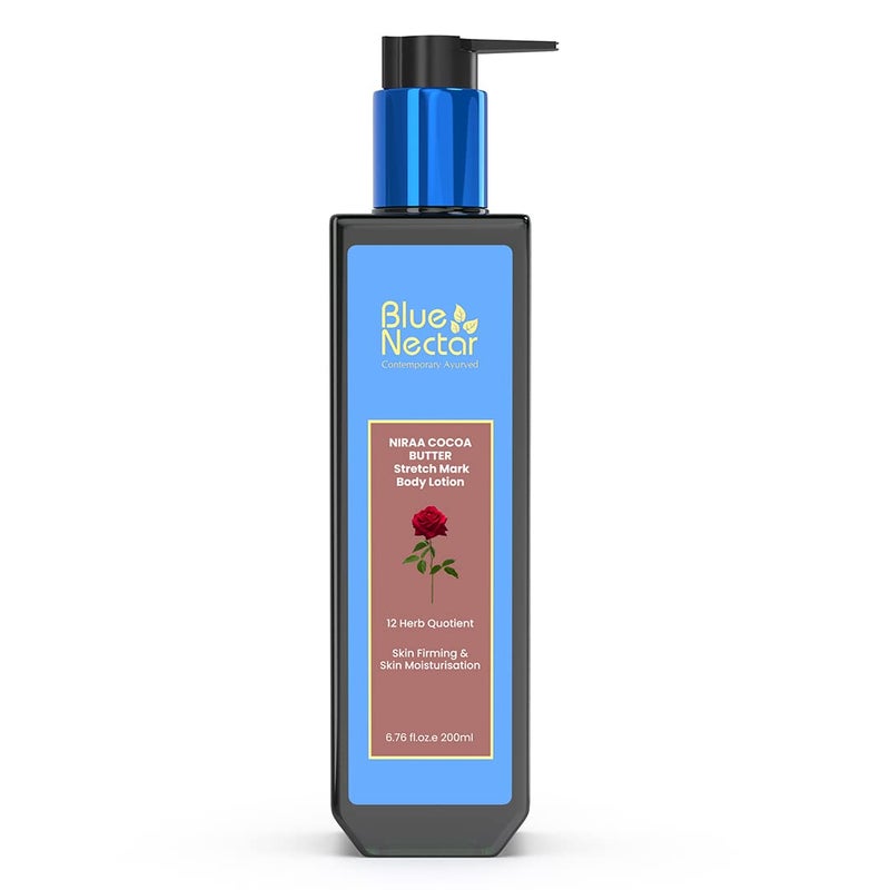 Blue Nectar كريم بلو نكتار لعلامات التمدد للحمل مع زبدة الشيا والكاكاو وزبدة المانجو ومرطب الجسم النباتي مع الورد والكركم وزيت النالبامارادي 12 عشبة 200 مل - Image 1