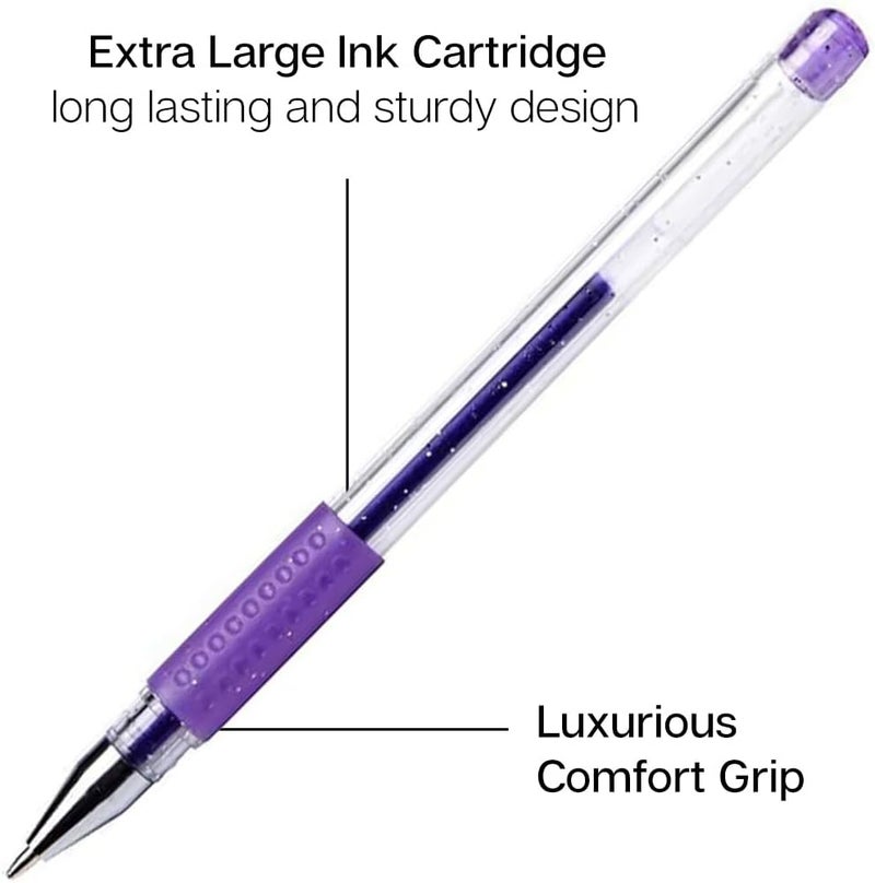 KINGART 400-12 Glitter 12 Pack with 50% More Ink Artists Soft Grip Gel Pen Set, One Size, Vivid Colors - Image 3