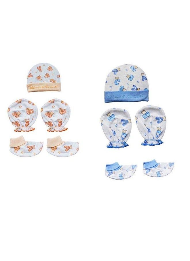 MOM'S HOME - Moms Home New Born Baby Cap Mitten Bootie Set Gentle To Baby Delicate Skin3 Sets - Image 1