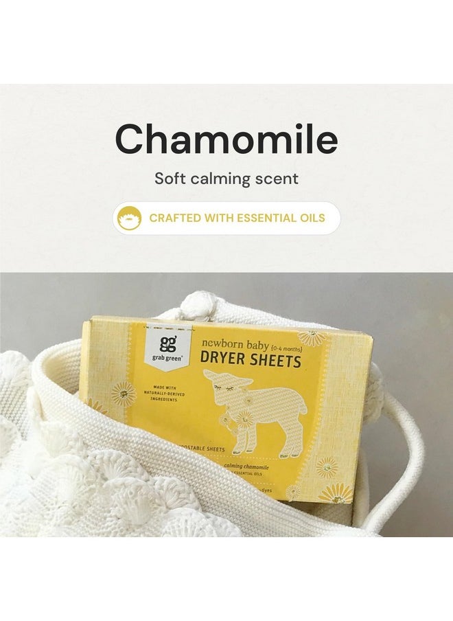 Grab Green - Grab Green Newborn Baby Dryer Sheets - Natural Scent Booster and Fabric Softener to Reduce Wrinkles and Static (Calming Chamomile Scent, 120 Sheets Total) - Image 1