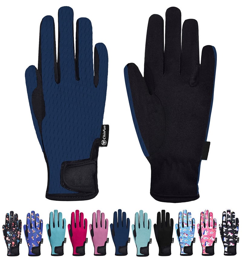 ChinFun Kids Horse Riding Gloves Child Summer Gloves Cycling Gloves Perfect for Cycling Riding Running Spring Outdoor Activities Cool Mesh Deep Blue Size S 6-8 - Image 5