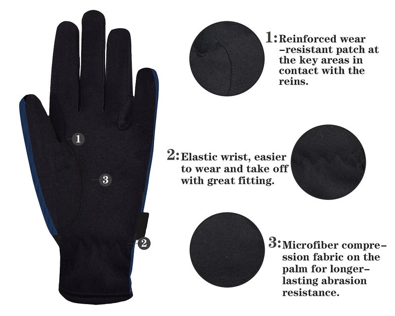 ChinFun Kids Horse Riding Gloves Child Summer Gloves Cycling Gloves Perfect for Cycling Riding Running Spring Outdoor Activities Cool Mesh Deep Blue Size S 6-8 - Image 3