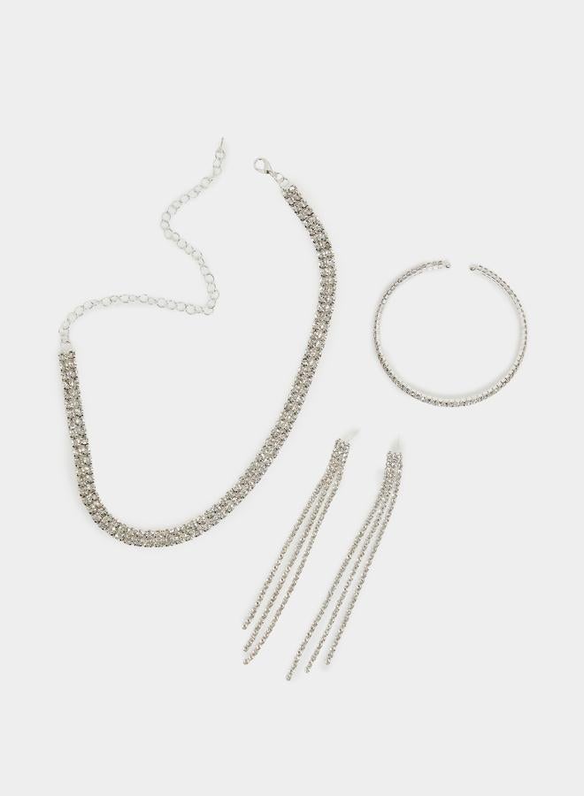 ستايلي مجموعة من 3 - عقد وأقراط اذن مع سوار يد - Image 2