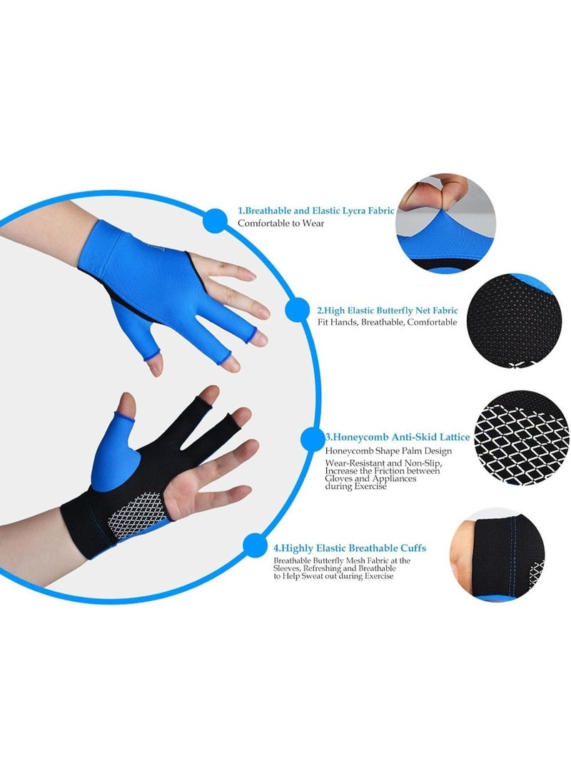 Professional 3-finger billiard glove (exposed) - Flexible Lycra fabric with non-slip mesh palm - Suitable for men and women - Image 3
