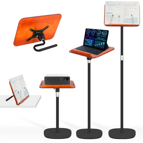 TNNOP 2-in-1 Floor Standing Book Stand, Foldable Book Holder for Reading with Page Clips, 19"–51" Height Adjustable, Sturdy Podium Stand for Reading, Bible, Laptop, Cookbooks, or Projector，Black - Image 1