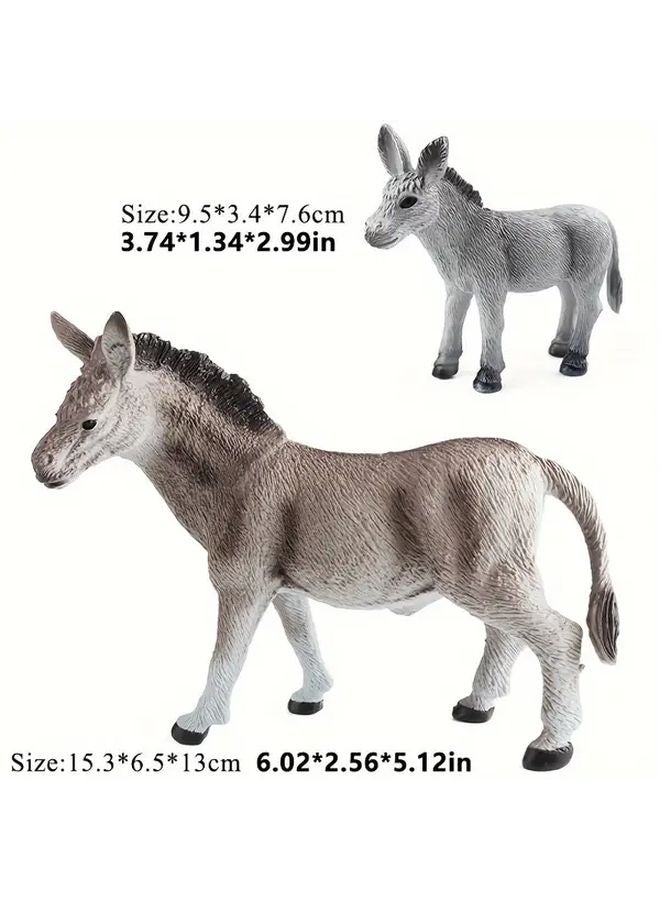 Realistic Farm Animal Figurine Set Large PVC Cow Sheep Horse Pig Goat Donkey Mother and Son - Image 1