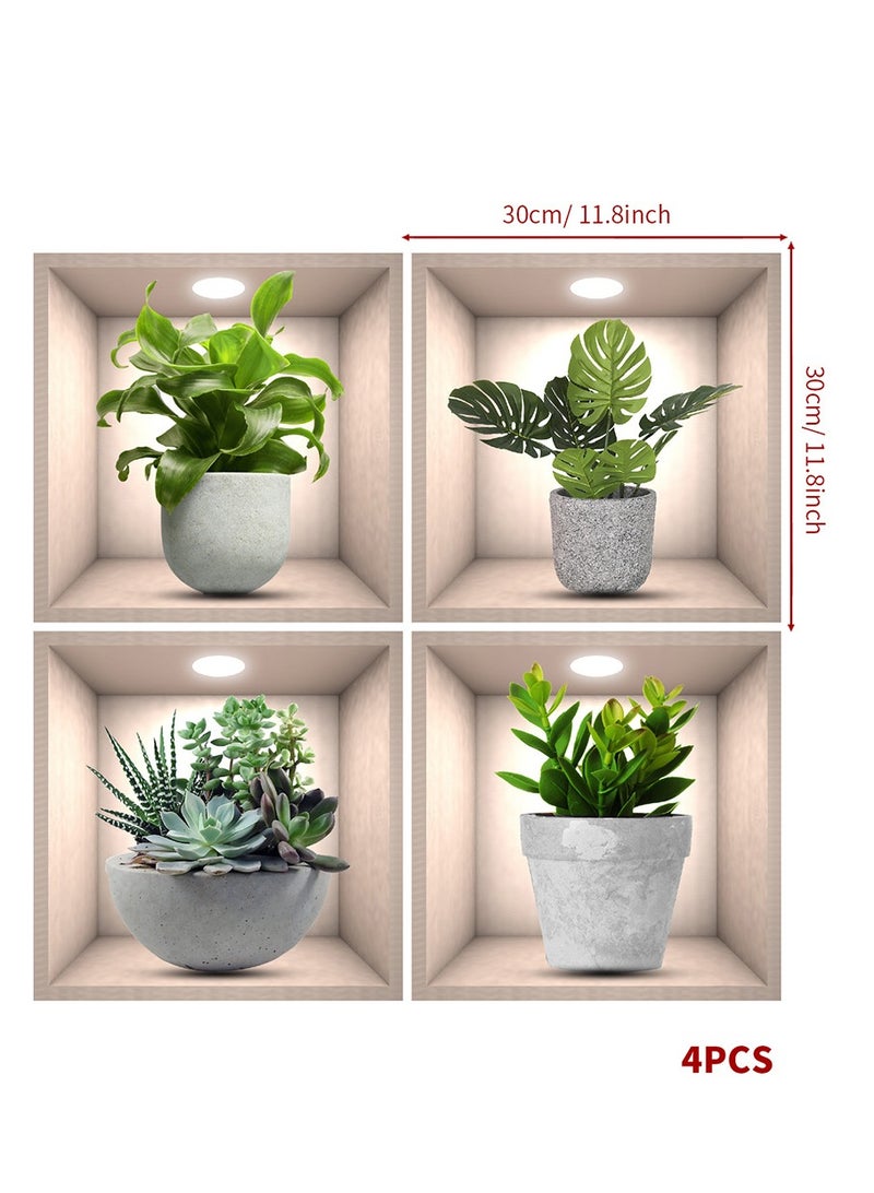 OASIS-TH 3D Flower Green Plant Potted Wall Stickers Self Adhesive PVC Decals Home Decors  - Image 4
