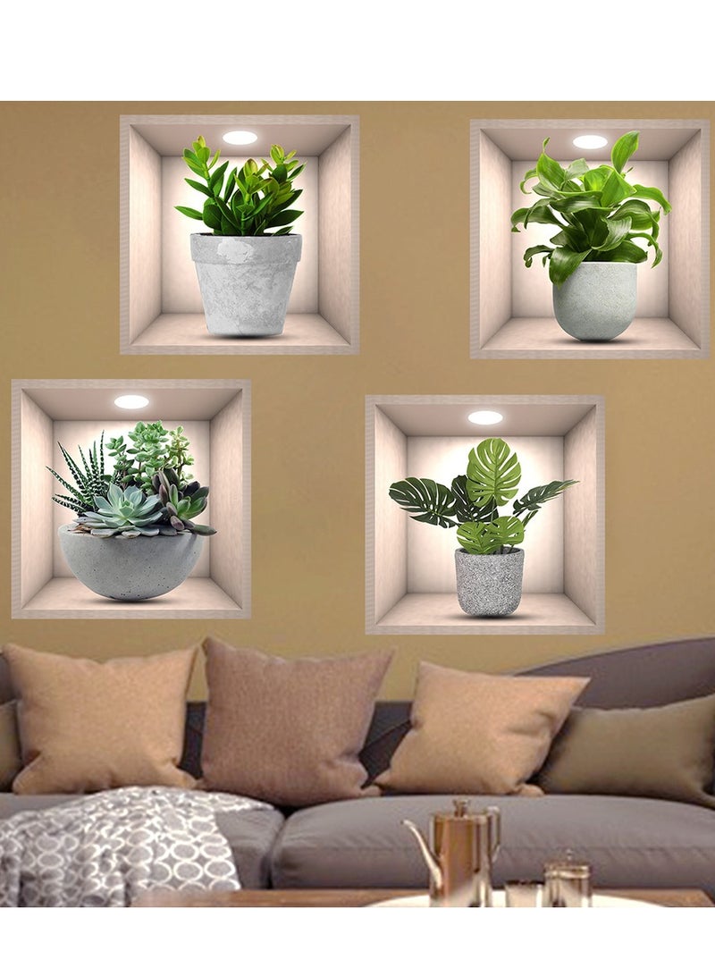 OASIS-TH 3D Flower Green Plant Potted Wall Stickers Self Adhesive PVC Decals Home Decors  - Image 5