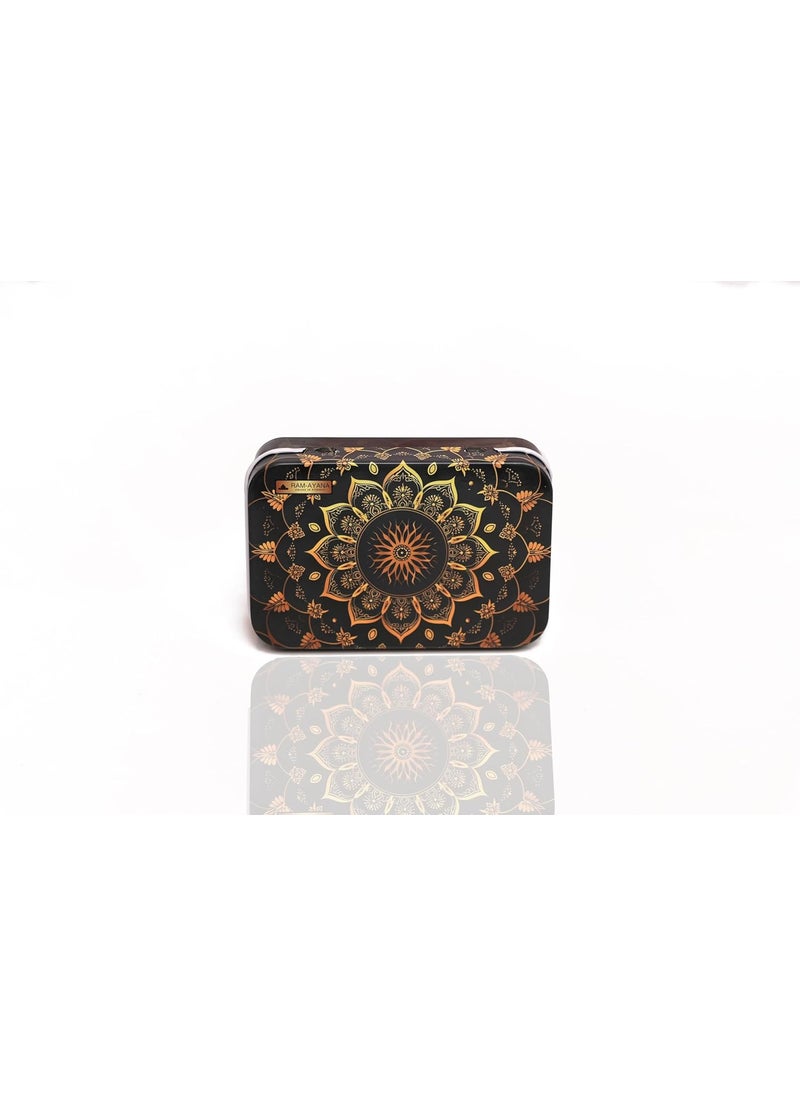 RAM-AYANA Floral Metal Storage Tin Box 63 x 28 x 94 cm with Black Golden Ramlalla Inscription Decorative Organizer for Spiritual Items  - Image 1