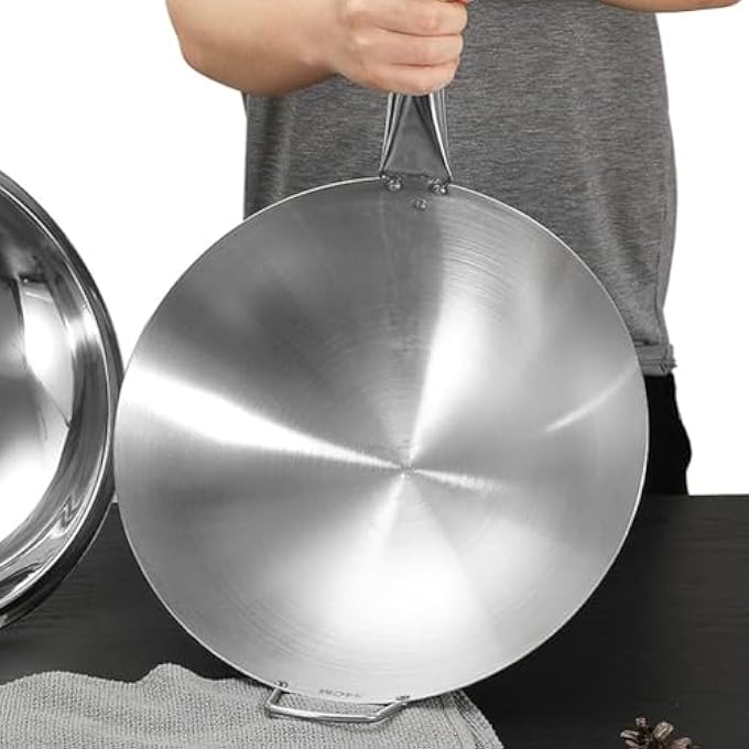 Unity Stainless Steel Wok Pan Stir Fry Pan Deep Frying Wok Frying Skillet With Wooden Handle  32Cm - Image 5