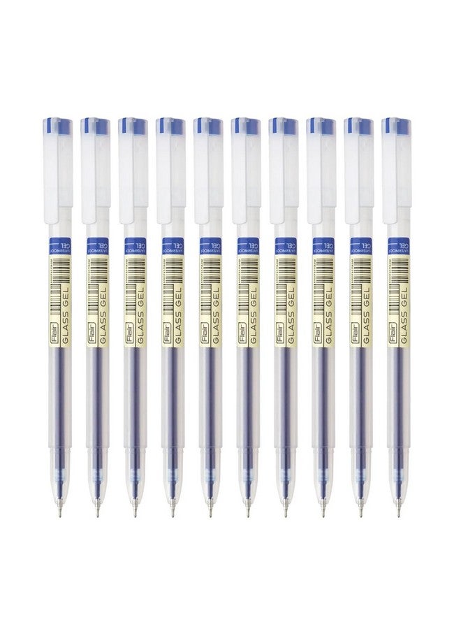 FLAIR Glass Gel Pen Wallet Pack | Tip Size 0.6 mm | Water Proof Ink For Smooth Flow System | Low-Viscosity Ink For Smudge Free Writing | Blue ink, Pack of 10 - Image 1