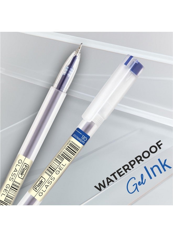 FLAIR Glass Gel Pen Wallet Pack | Tip Size 0.6 mm | Water Proof Ink For Smooth Flow System | Low-Viscosity Ink For Smudge Free Writing | Blue ink, Pack of 10 - Image 4