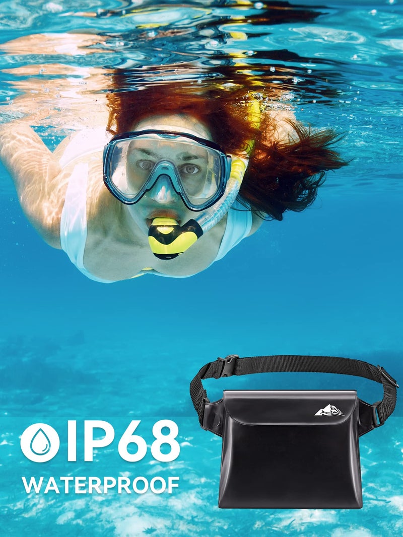 HEETA 2-Pack Waterproof Pouch with Waist Strap, Screen Touchable Dry Bag with Adjustable Belt for Phone Valuables for Kayaking Swimming Snorkeling Boating Fishing Surfing Beach (Black & White) - Image 2