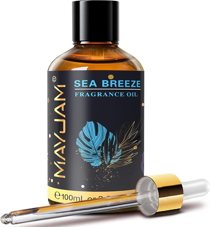 زيت نسيم البحر العطري MAYJAM 100 مل / 3.38 أونصة سائلة مع قطارة زجاجية، زيوت عطرية للناشرات، زيوت عطرية طويلة الأمد لصنع الصابون والشموع - Image 1