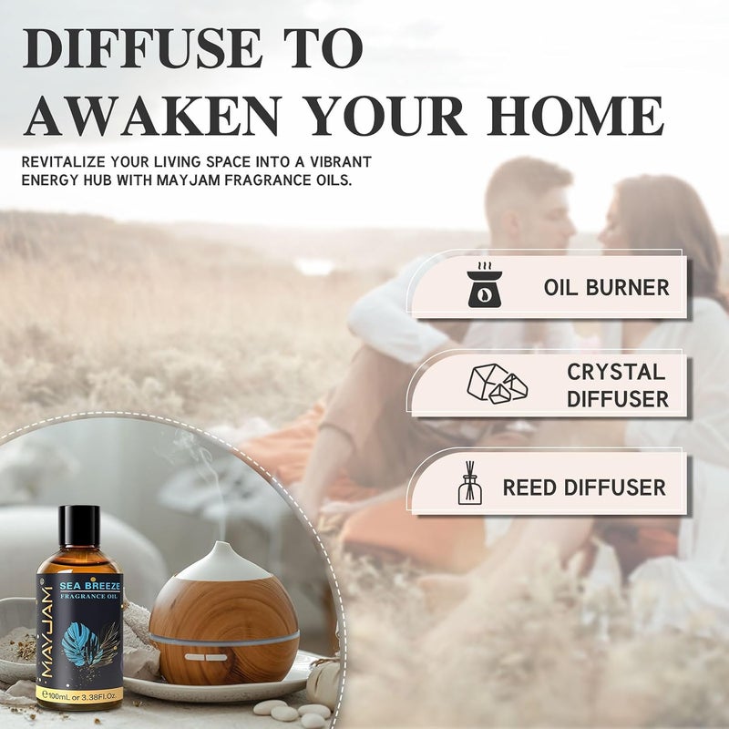 زيت نسيم البحر العطري MAYJAM 100 مل / 3.38 أونصة سائلة مع قطارة زجاجية، زيوت عطرية للناشرات، زيوت عطرية طويلة الأمد لصنع الصابون والشموع - Image 5