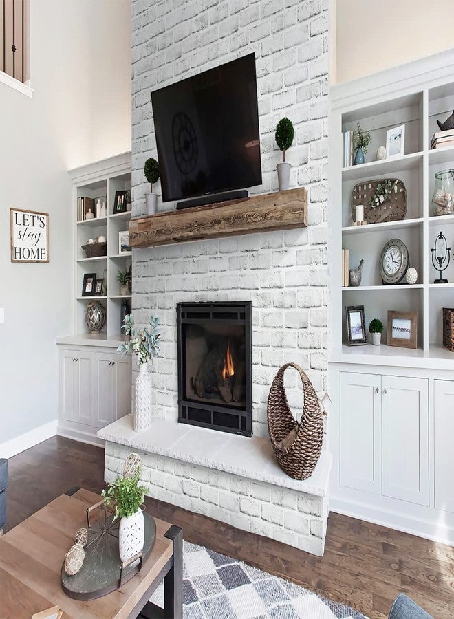 Timeet Brick Wallpaper Peel and Stick Wallpaper White Grey Brick Contact Paper 3D Brick Wall Paper Stick and Peel Wallpaper Removable for Bedroom Living Room Decoration 17.7in x 78.7in - Image 4