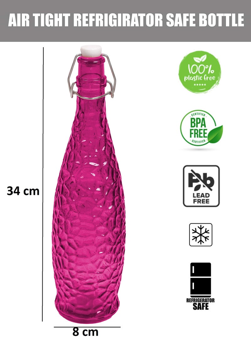 Machak Crick Glass Water Bottle For Fridge 1 ltr (Purple, Set of 2) - Image 2