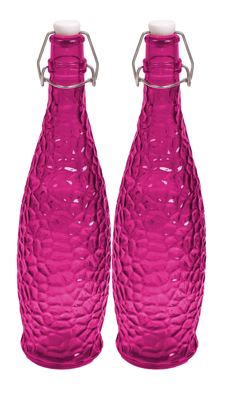 Machak Crick Glass Water Bottle For Fridge 1 ltr (Purple, Set of 2) - Image 1