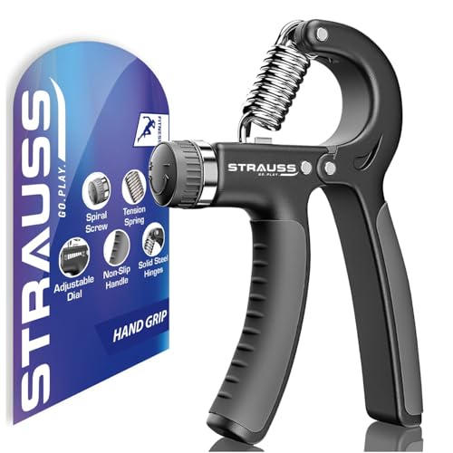 Strauss Adjustable Hand Grip| Adjustable Resistance (10KG - 40KG) | Hand Gripper for Home & Gym Workouts | Perfect for Finger & Forearm Hand Exercises & Strength Building for Men & Women (Black) - Image 1