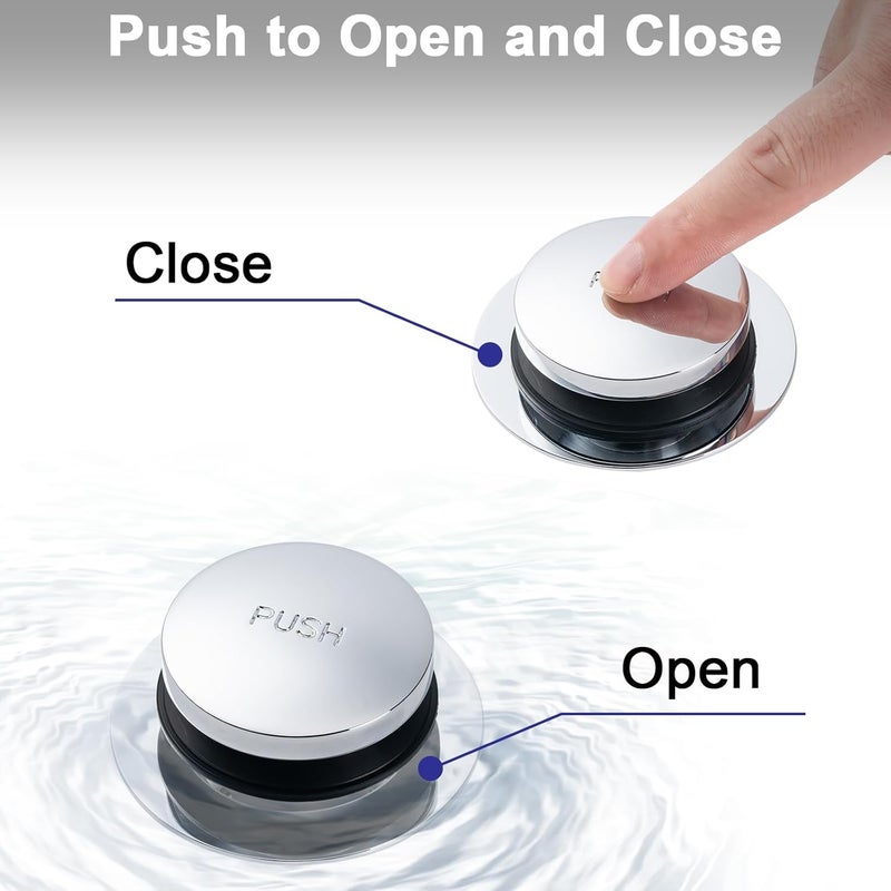 BOOMIBOO Bathtub Drain Tip-Toe Trim Set with Two-Hole Overflow Faceplate, Bath Tub Drains Conversion Kit with Universal Fine/Coarse Thread, Replacement Bathtub Drain Stopper Assembly, Chrome Plated - Image 3