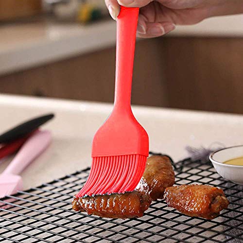 we3 Multi Purpose Heat Resistance Silicone Spatula Turner Non-Stick Silicone Kitchen Tools FDA Approved Piece of 2 Red|Spatula Spoon M 20.6cm+Silicone Basting Brush 21cm - Image 5