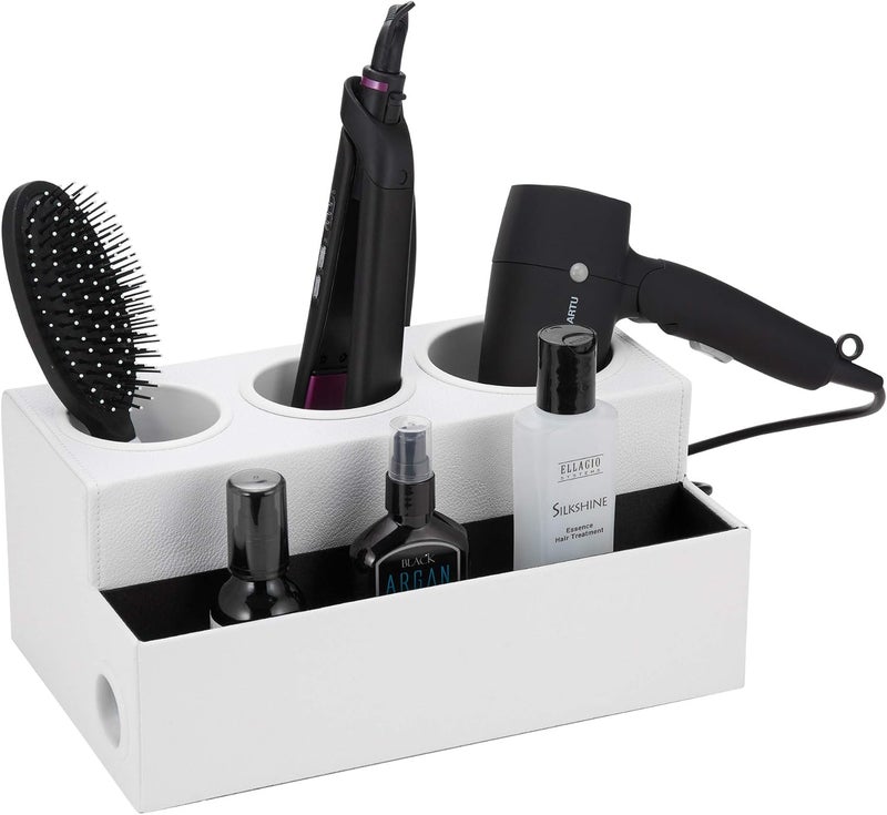 J JACKCUBE DESIGN Hair Tool Organizer Dryer Holder with 3 Holes - White - Image 1