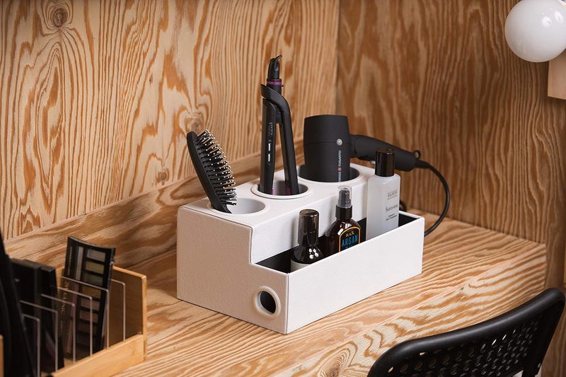 J JACKCUBE DESIGN Hair Tool Organizer Dryer Holder with 3 Holes - White - Image 3