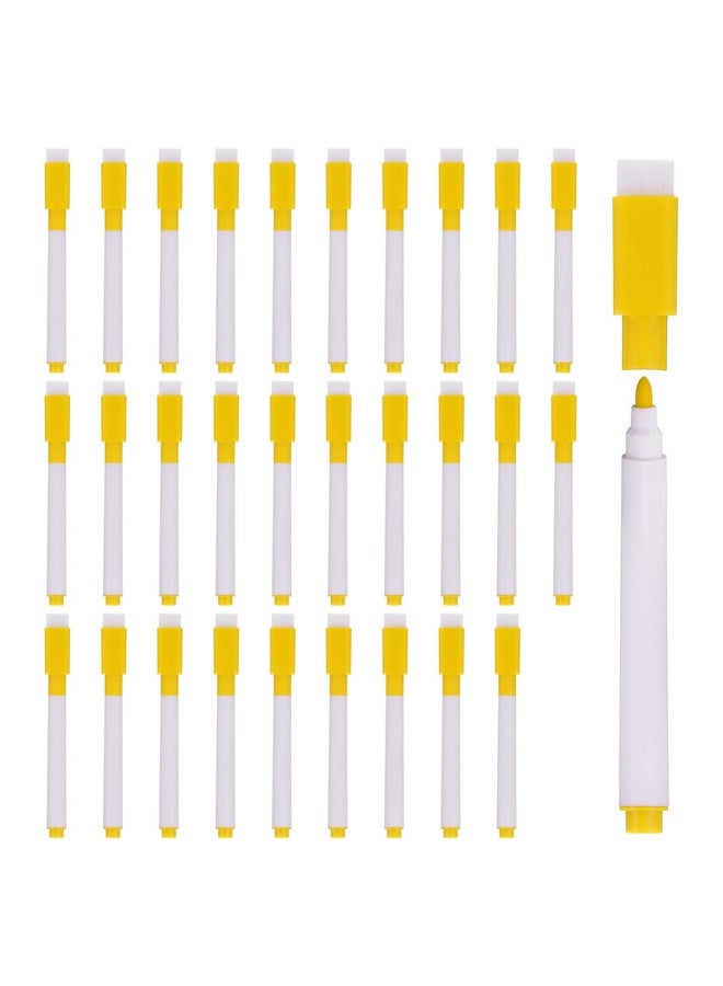 PATIKIL Dry Erase Marker Pens, 30 Pack Yellow Ink Fine Point Low Odor Whiteboard With Eraser Cap For Office Home Classroom, White Pen Rod - Image 1