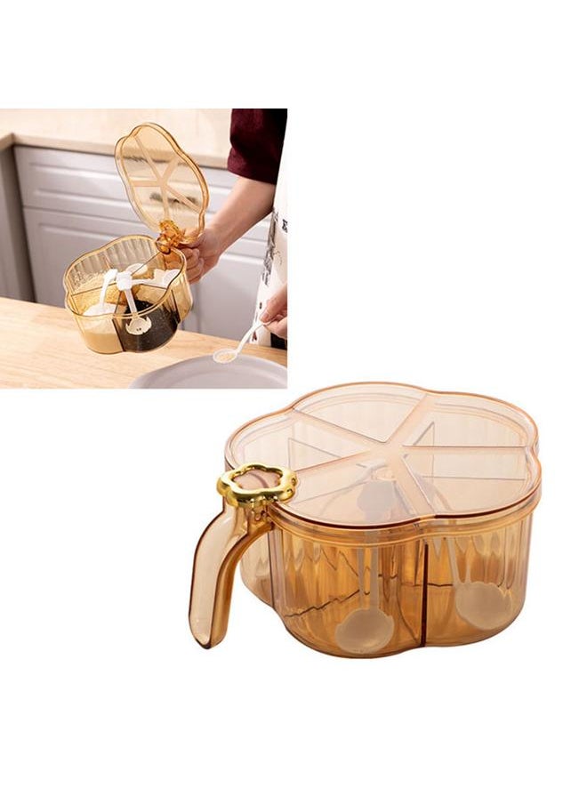 Thoraya Seasoning Box 5 Compartments Transparent Large Capacity Spice Box with Handle Lid for Kitchen  - Image 4