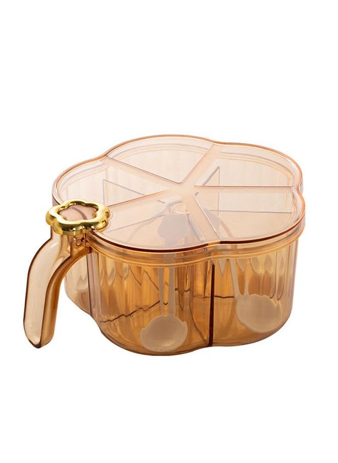 Thoraya Seasoning Box 5 Compartments Transparent Large Capacity Spice Box with Handle Lid for Kitchen  - Image 1