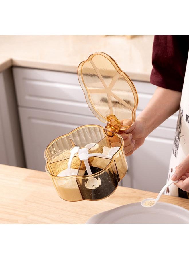 Thoraya Seasoning Box 5 Compartments Transparent Large Capacity Spice Box with Handle Lid for Kitchen  - Image 2