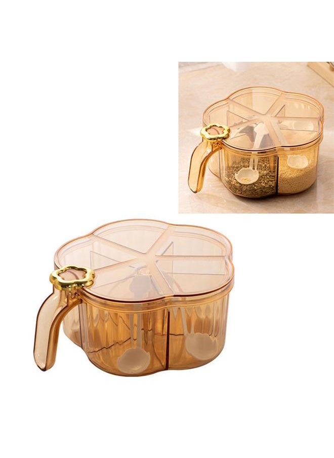 Thoraya Seasoning Box 5 Compartments Transparent Large Capacity Spice Box with Handle Lid for Kitchen  - Image 3