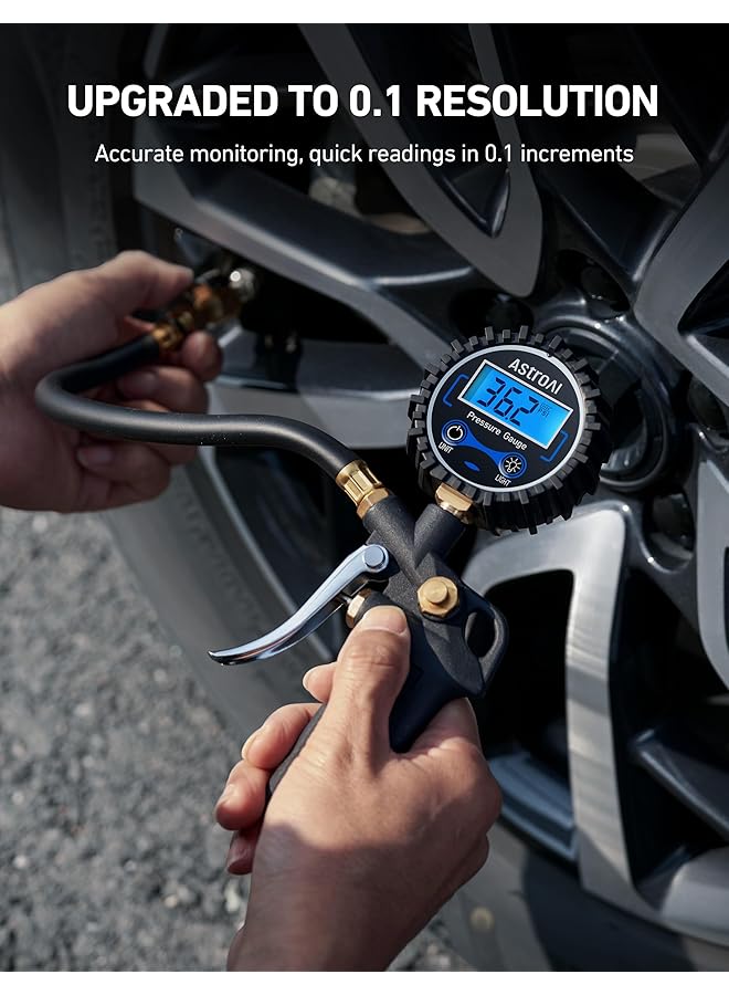 Astroai Digital Tire Pressure Gauge With Inflator, 250 Psi Air Chuck And Compressor Accessories Heavy Duty With Quick Connect Coupler, 0.1 Display Resolution, Car Accessories For Suv, Truck, Rv - Image 5