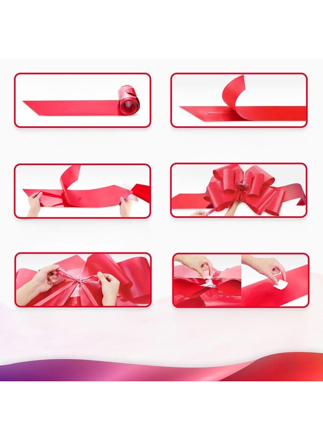 أقواس سحب كبيرة، أقواس هدايا، قوس عملاق للسيارة، قوس عيد ميلاد، قوس للهدايا لباقة الهدايا وترتيبات الزهور وديكورات الزفاف (أحمر) - Image 3