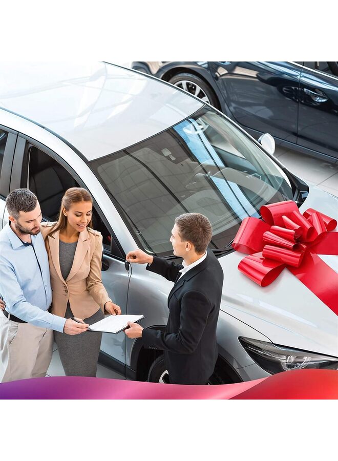 أقواس سحب كبيرة، أقواس هدايا، قوس عملاق للسيارة، قوس عيد ميلاد، قوس للهدايا لباقة الهدايا وترتيبات الزهور وديكورات الزفاف (أحمر) - Image 5