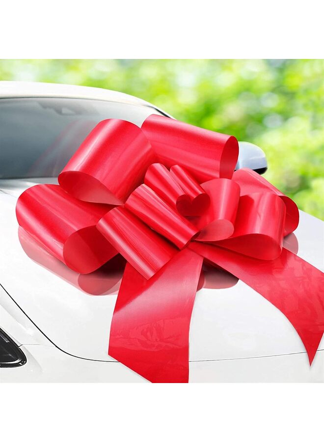 أقواس سحب كبيرة، أقواس هدايا، قوس عملاق للسيارة، قوس عيد ميلاد، قوس للهدايا لباقة الهدايا وترتيبات الزهور وديكورات الزفاف (أحمر) - Image 1