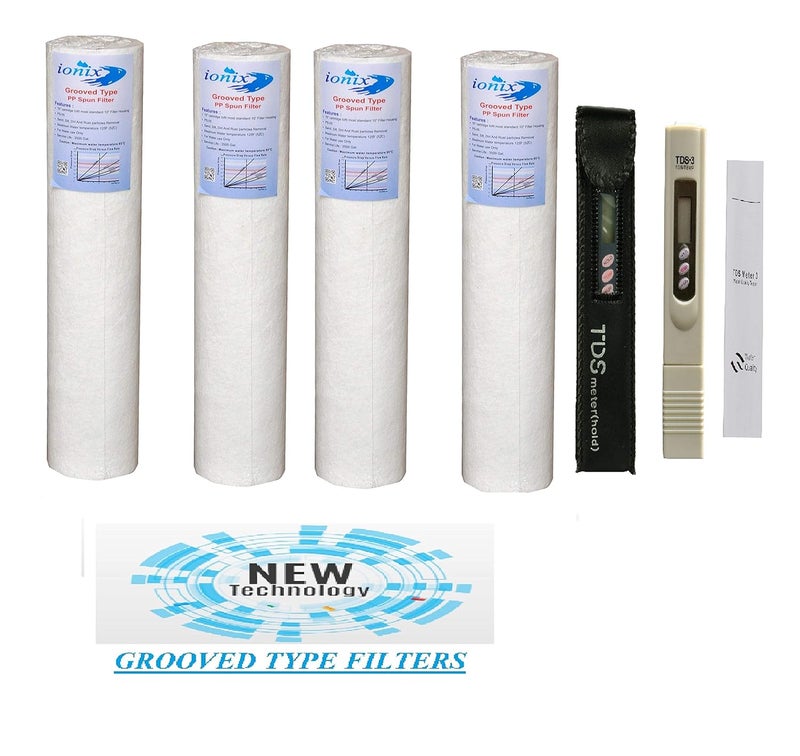 IONIX Grooved Type Spun Filter 10 inch 5 Micron Higher Shelf Life Ultra Filteration Technology Compatible with All Standard Size 10 inch pre Filters - Image 1