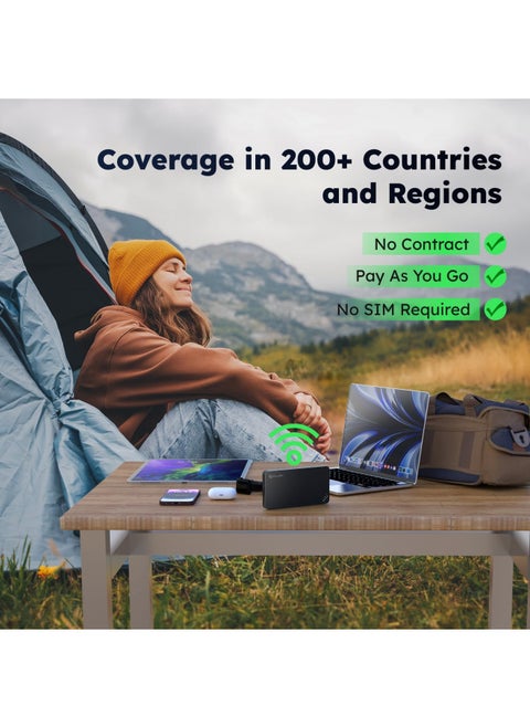 GlocalMe U3 4G LTE Mobile Hotspot Device, Portable WiFi Hotspot for Travel in 200+ Countries, No SIM Card Needed, 10 Connected Devices and Global 1GB Data 30 Days, Pocket WiFi Device (U3 Black)