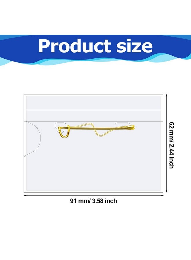 Eaasty 200 Pcs Name Tags with Pins ID Clear Plastic Badge Holder Pin Style Name Badge Holders with Inserts ID Card Plastic Name Badge Sleeve, 2.44 x 3.58 Inch(Gold Clip) - Image 2