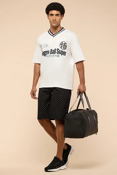 R&B Printed Lounge Shorts with Drawstring Waist