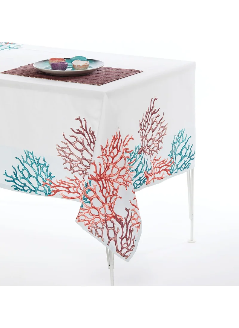 ايس هوم Coral Pattern 145X200 Stain-Proof Honeycomb Fabric Tablecloth