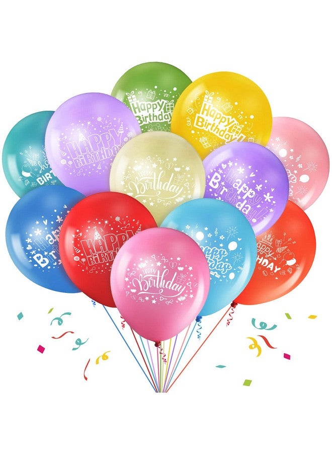 Zomiboo 48 Pcs Happy Birthday Balloons 12 Inch Latex Colorful Printed Balloons for Birthday Party Decoration - Image 1