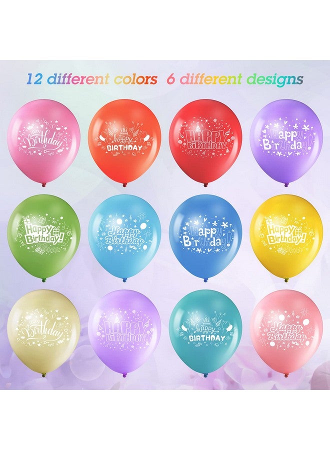 Zomiboo 48 Pcs Happy Birthday Balloons 12 Inch Latex Colorful Printed Balloons for Birthday Party Decoration - Image 2