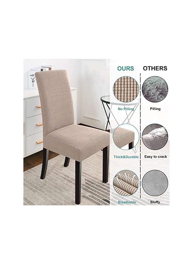 The Bros Dining Room Chair Slipcovers Dining Chair Covers Chair Slipcover Stretch Chair Covers for Dining Room Set of 6,Khaki - Image 3