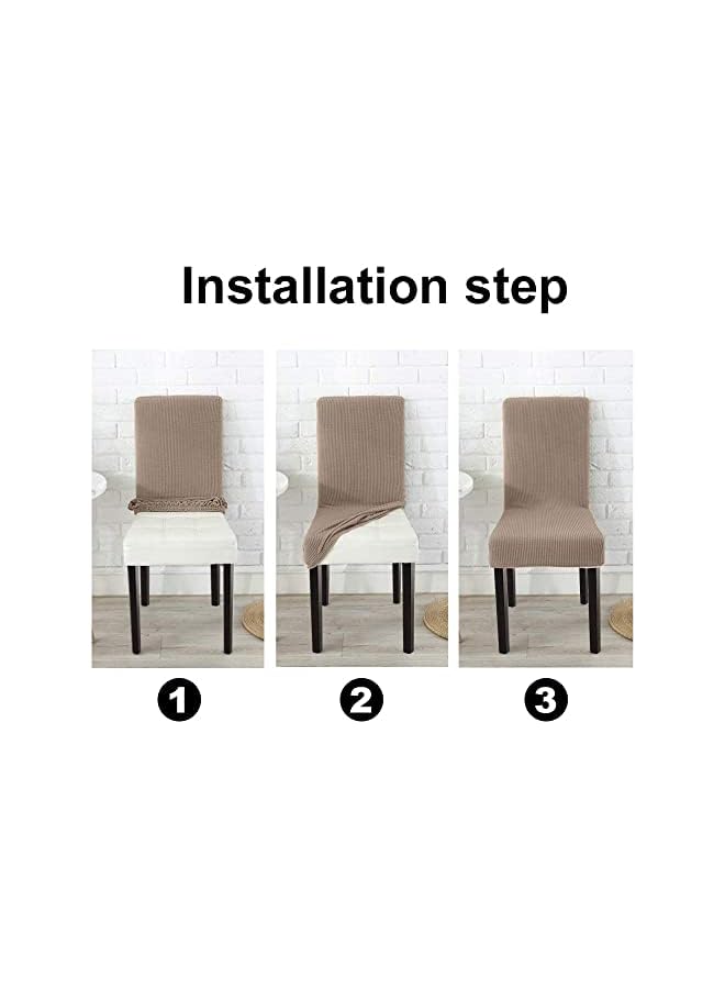 The Bros Dining Room Chair Slipcovers Dining Chair Covers Chair Slipcover Stretch Chair Covers for Dining Room Set of 6,Khaki - Image 5