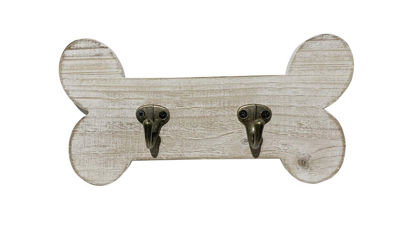 Dwellington Vintage Style Dog Bone Hook Wall Mounted Coat Rack Rustic Wall Hanging Leash Holder - Image 1